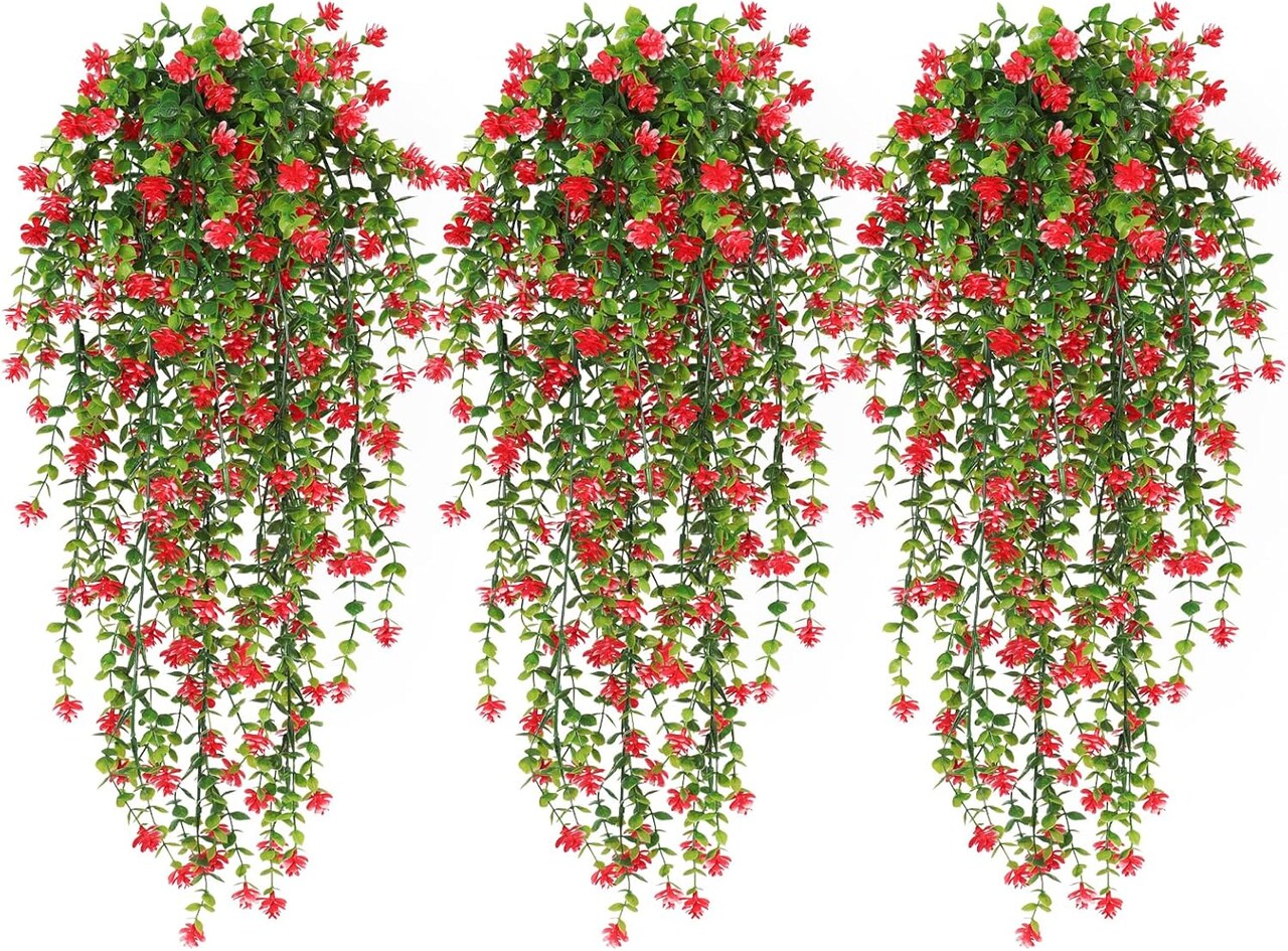 Artificial Hanging Plants Fake Hanging Vine Flowers Fake Plants Faux Hanging Plants Outdoor